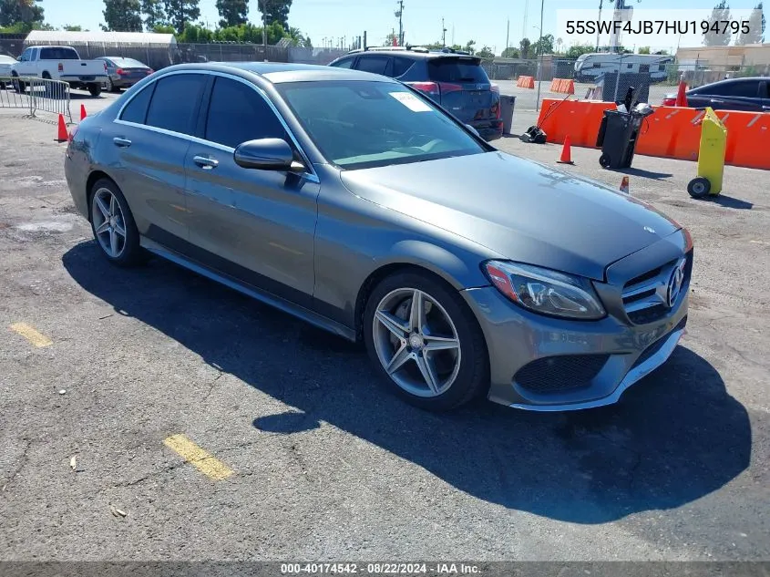 2017 Mercedes-Benz C 300 Luxury/Sport VIN: 55SWF4JB7HU194795 Lot: 40174542