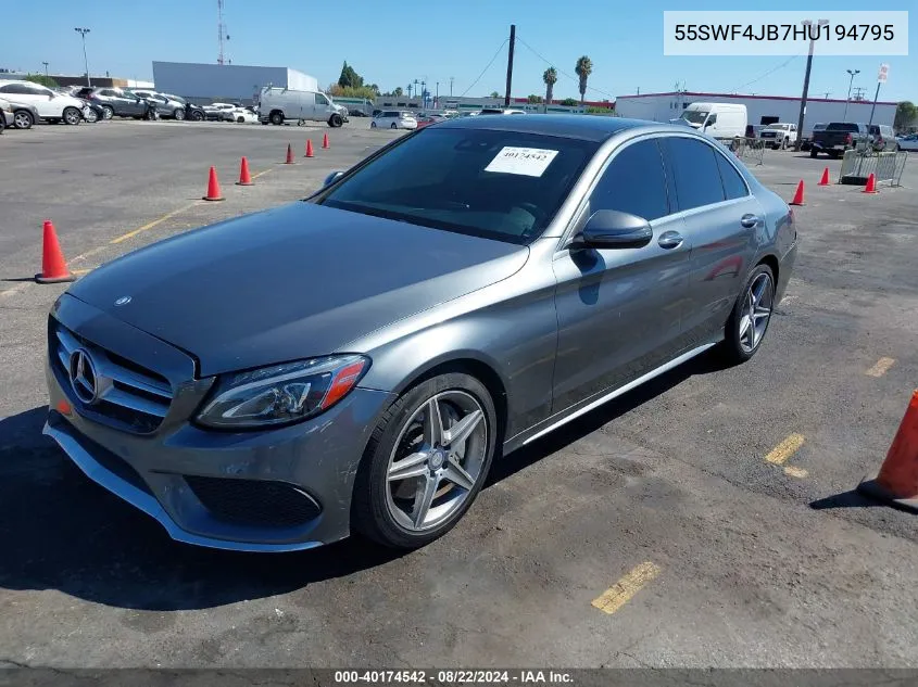 2017 Mercedes-Benz C 300 Luxury/Sport VIN: 55SWF4JB7HU194795 Lot: 40174542