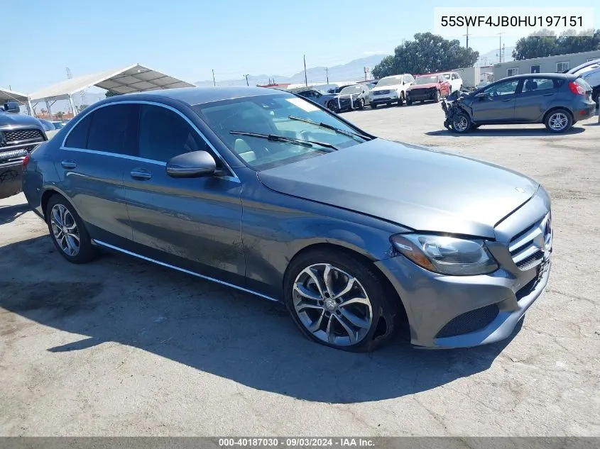 2017 Mercedes-Benz C 300 Luxury/Sport VIN: 55SWF4JB0HU197151 Lot: 40187030