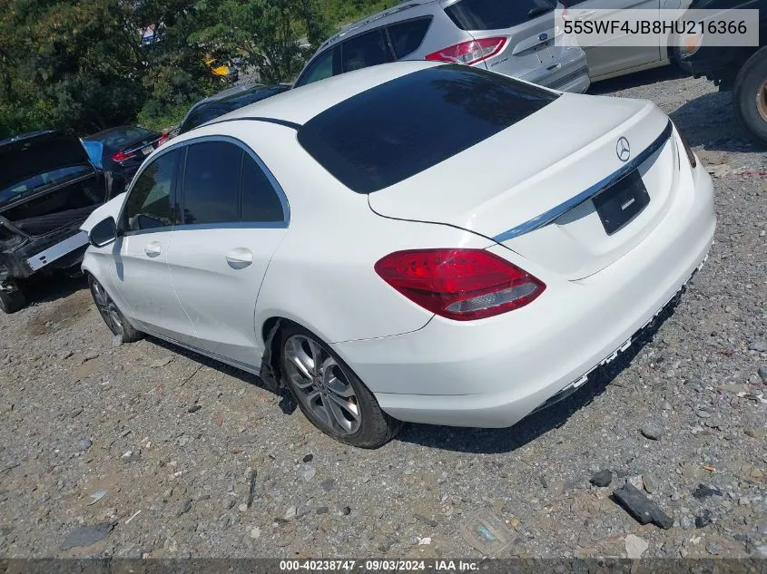 2017 Mercedes-Benz C 300 Luxury/Sport VIN: 55SWF4JB8HU216366 Lot: 40238747