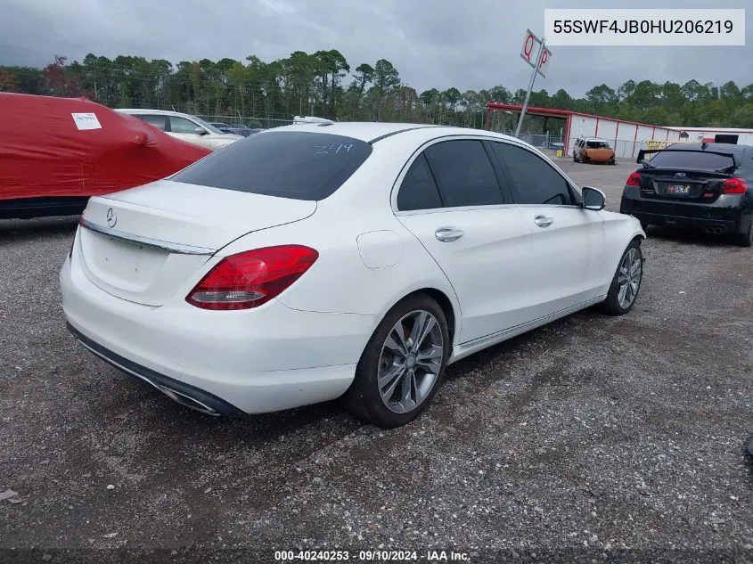 2017 Mercedes-Benz C 300 Luxury/Sport VIN: 55SWF4JB0HU206219 Lot: 40240253