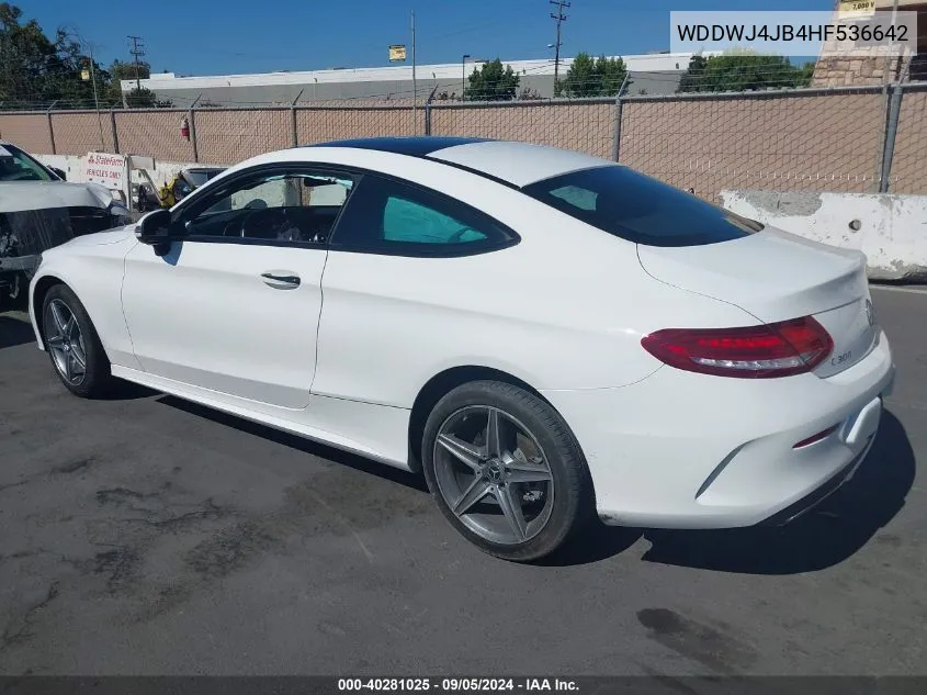 2017 Mercedes-Benz C 300 VIN: WDDWJ4JB4HF536642 Lot: 40281025