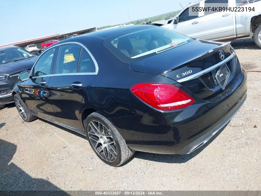 2017 Mercedes-Benz C 300 4Matic VIN: 55SWF4KB9HU223194 Lot: 40332657