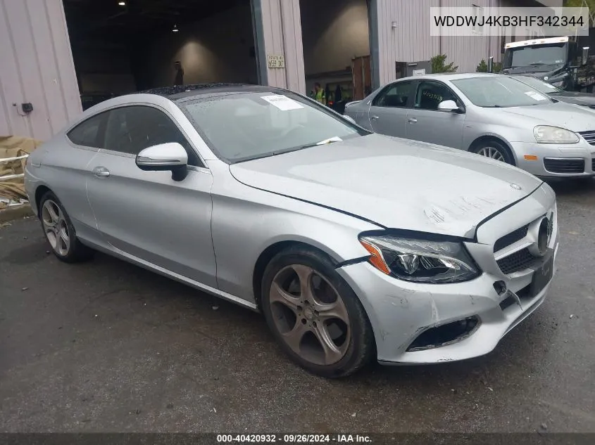 2017 Mercedes-Benz C 300 4Matic VIN: WDDWJ4KB3HF342344 Lot: 40420932