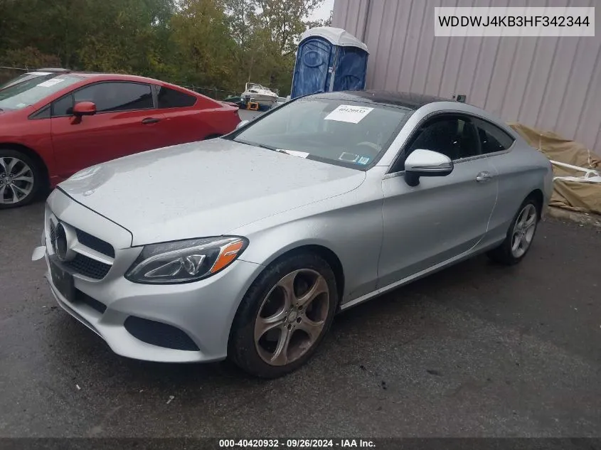 2017 Mercedes-Benz C 300 4Matic VIN: WDDWJ4KB3HF342344 Lot: 40420932