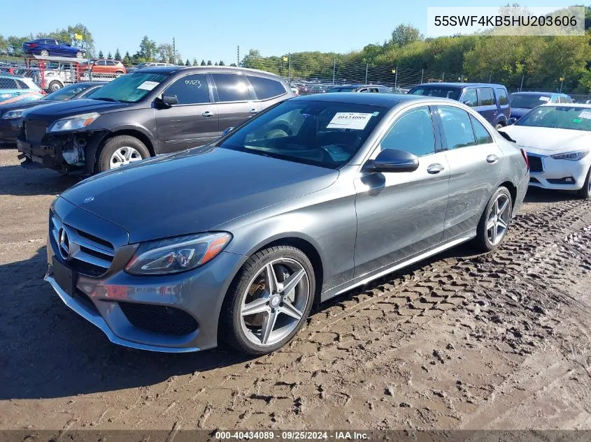 2017 Mercedes-Benz C 300 4Matic/Luxury 4Matic/Sport 4Matic VIN: 55SWF4KB5HU203606 Lot: 40434089