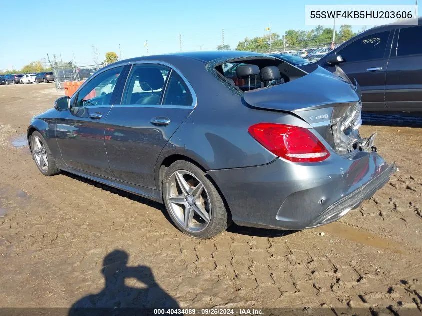 2017 Mercedes-Benz C 300 4Matic/Luxury 4Matic/Sport 4Matic VIN: 55SWF4KB5HU203606 Lot: 40434089