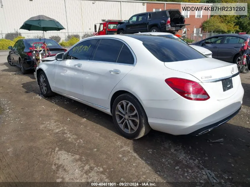 2017 Mercedes-Benz C 300 4Matic/Luxury 4Matic/Sport 4Matic VIN: WDDWF4KB7HR231280 Lot: 40451901