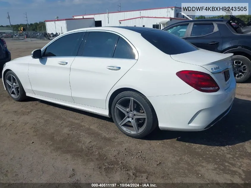 2017 Mercedes-Benz C 300 4Matic/Luxury 4Matic/Sport 4Matic VIN: WDDWF4KBXHR243505 Lot: 40511197