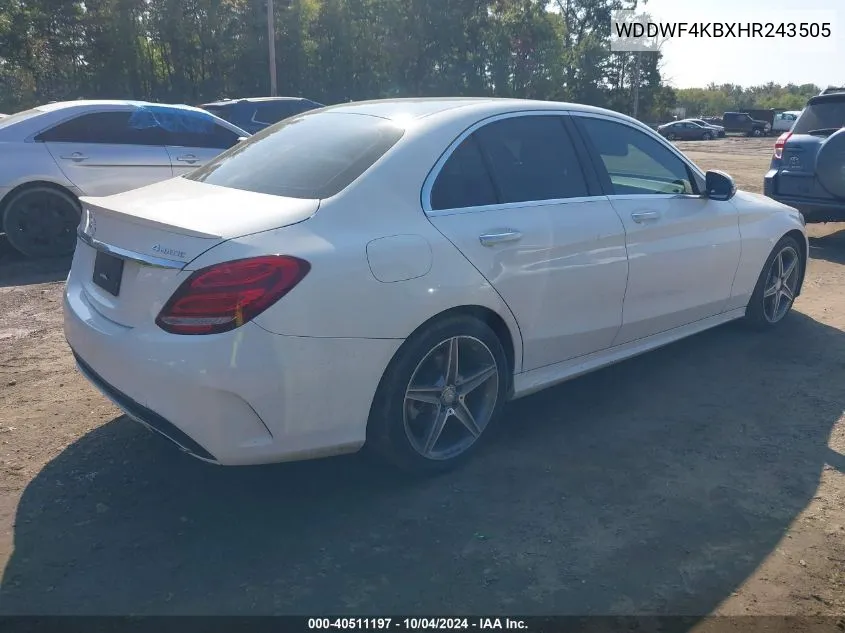 2017 Mercedes-Benz C 300 4Matic/Luxury 4Matic/Sport 4Matic VIN: WDDWF4KBXHR243505 Lot: 40511197