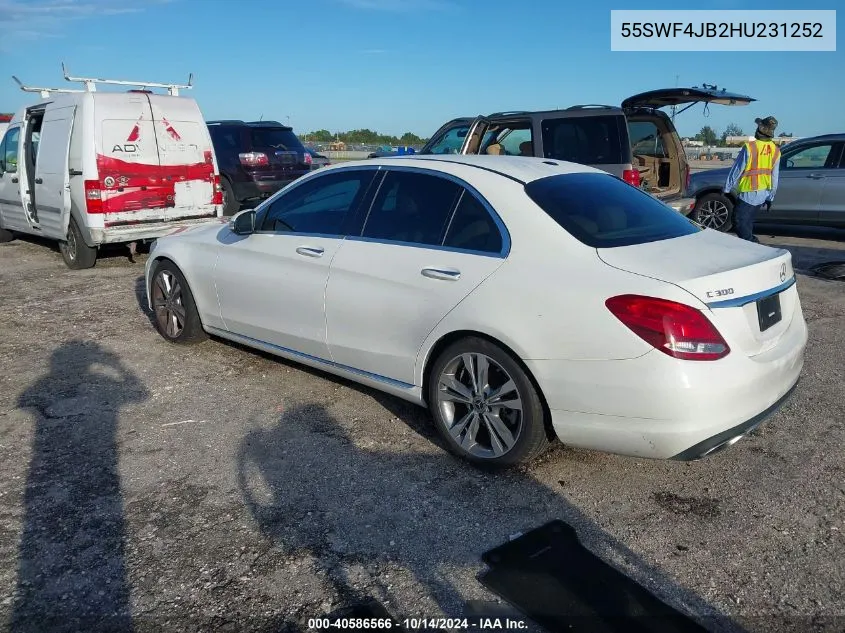 2017 Mercedes-Benz C 300 VIN: 55SWF4JB2HU231252 Lot: 40586566