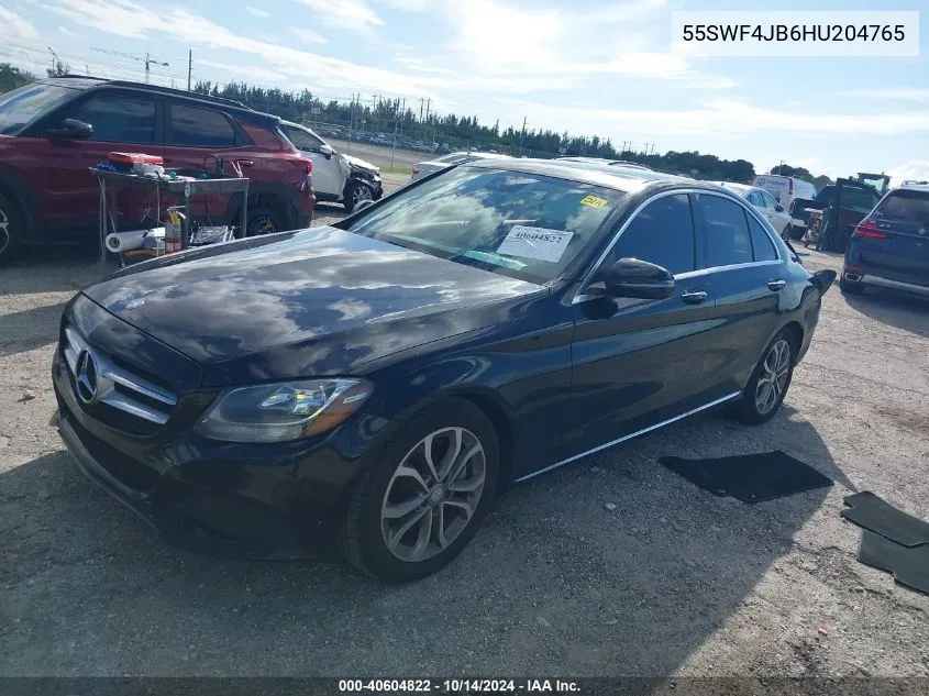 2017 Mercedes-Benz C 300 Luxury/Sport VIN: 55SWF4JB6HU204765 Lot: 40604822