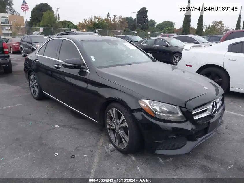 2017 Mercedes-Benz C 300 Luxury/Sport VIN: 55SWF4JB4HU189148 Lot: 40604843