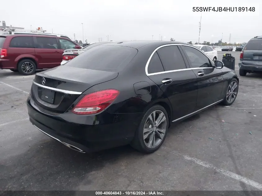 2017 Mercedes-Benz C 300 Luxury/Sport VIN: 55SWF4JB4HU189148 Lot: 40604843