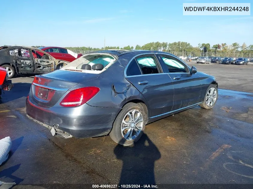 2017 Mercedes-Benz C 300 4Matic/Luxury 4Matic/Sport 4Matic VIN: WDDWF4KBXHR244248 Lot: 40698227