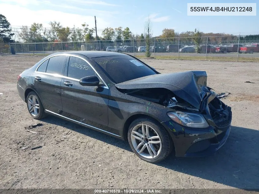 2017 Mercedes-Benz C 300 Luxury/Sport VIN: 55SWF4JB4HU212248 Lot: 40710570