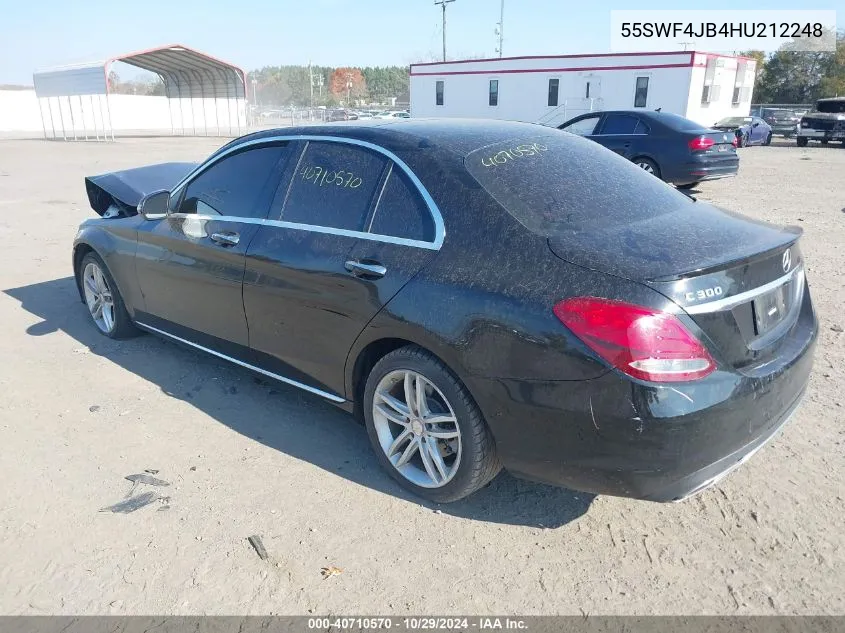 2017 Mercedes-Benz C 300 Luxury/Sport VIN: 55SWF4JB4HU212248 Lot: 40710570