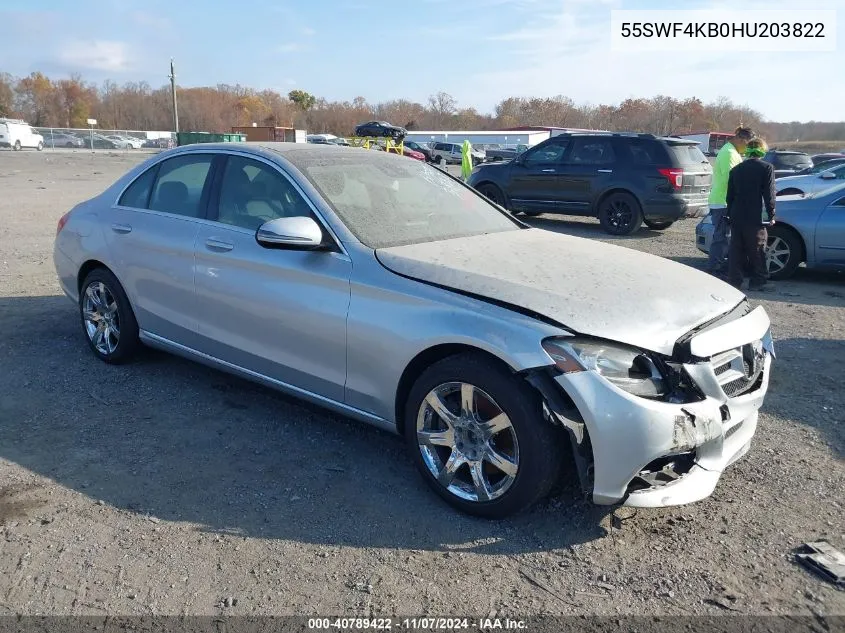 2017 Mercedes-Benz C 300 4Matic/Luxury 4Matic/Sport 4Matic VIN: 55SWF4KB0HU203822 Lot: 40789422