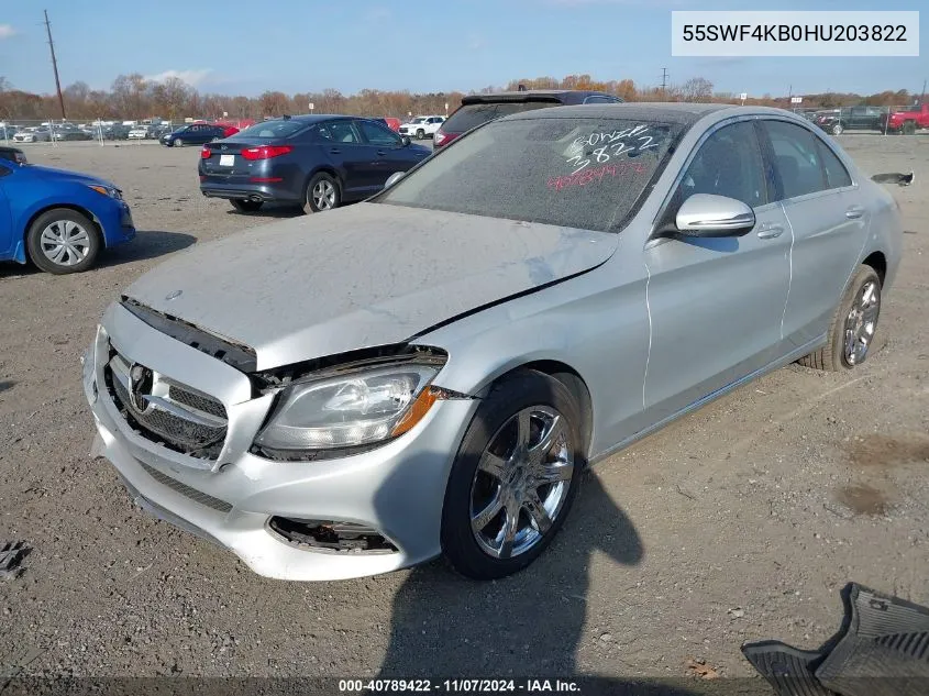 2017 Mercedes-Benz C 300 4Matic/Luxury 4Matic/Sport 4Matic VIN: 55SWF4KB0HU203822 Lot: 40789422