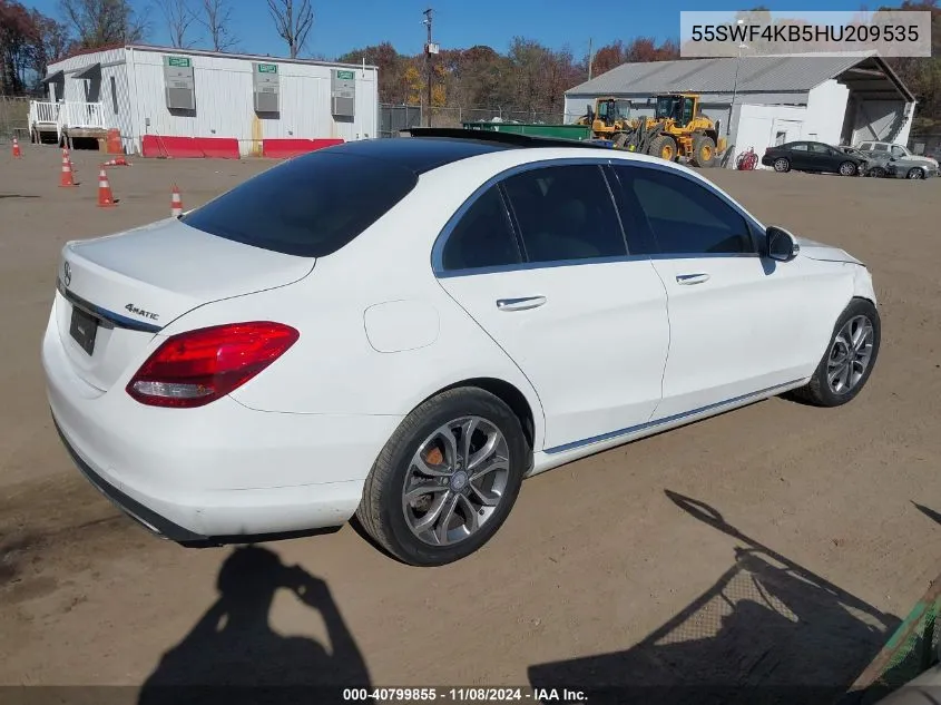 2017 Mercedes-Benz C 300 4Matic/Luxury 4Matic/Sport 4Matic VIN: 55SWF4KB5HU209535 Lot: 40799855