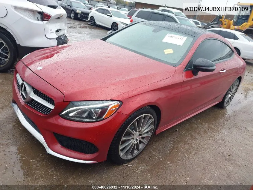 2017 Mercedes-Benz C 300 VIN: WDDWJ4JBXHF370109 Lot: 40826932