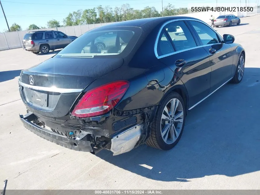 2017 Mercedes-Benz C 300 Luxury/Sport VIN: 55SWF4JB0HU218550 Lot: 40831706