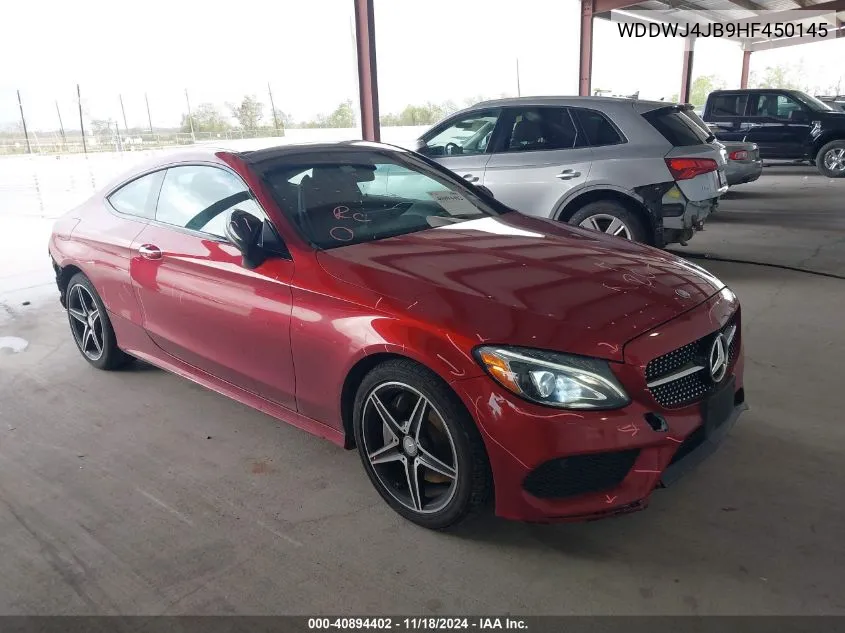 2017 Mercedes-Benz C 300 VIN: WDDWJ4JB9HF450145 Lot: 40894402