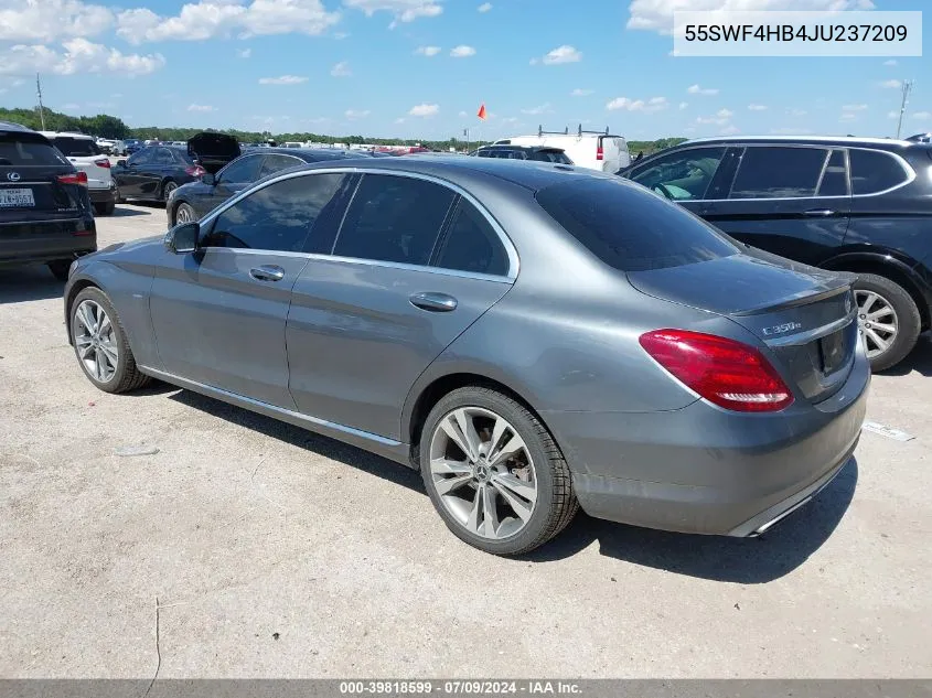 2018 Mercedes-Benz C 350E VIN: 55SWF4HB4JU237209 Lot: 39818599