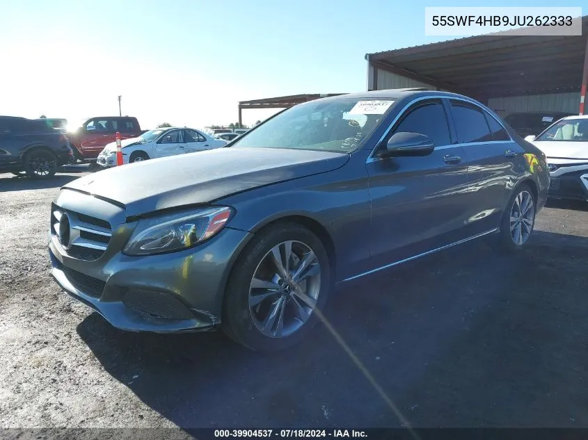 2018 Mercedes-Benz C 350E VIN: 55SWF4HB9JU262333 Lot: 39904537