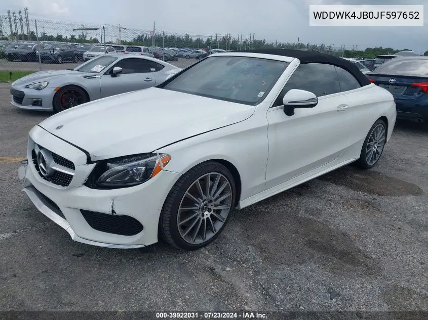 2018 Mercedes-Benz C 300 VIN: WDDWK4JB0JF597652 Lot: 39922031