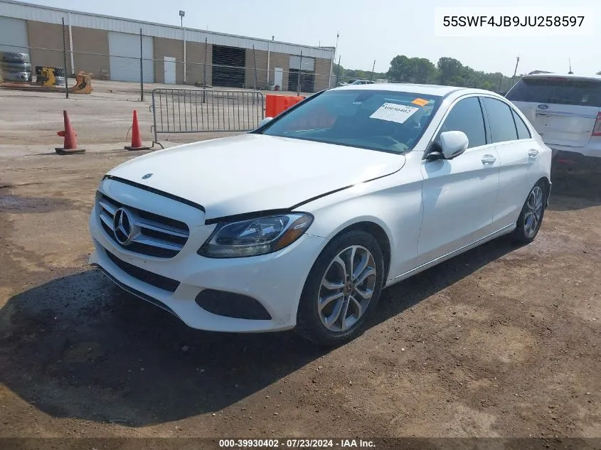 2018 Mercedes-Benz C 300 VIN: 55SWF4JB9JU258597 Lot: 39930402