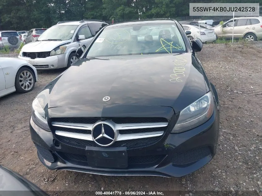 2018 Mercedes-Benz C 300 4Matic VIN: 55SWF4KB0JU242528 Lot: 40041778