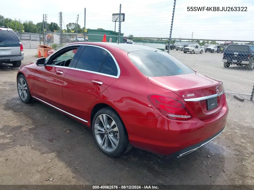 2018 Mercedes-Benz C 300 4Matic VIN: 55SWF4KB8JU263322 Lot: 40062576