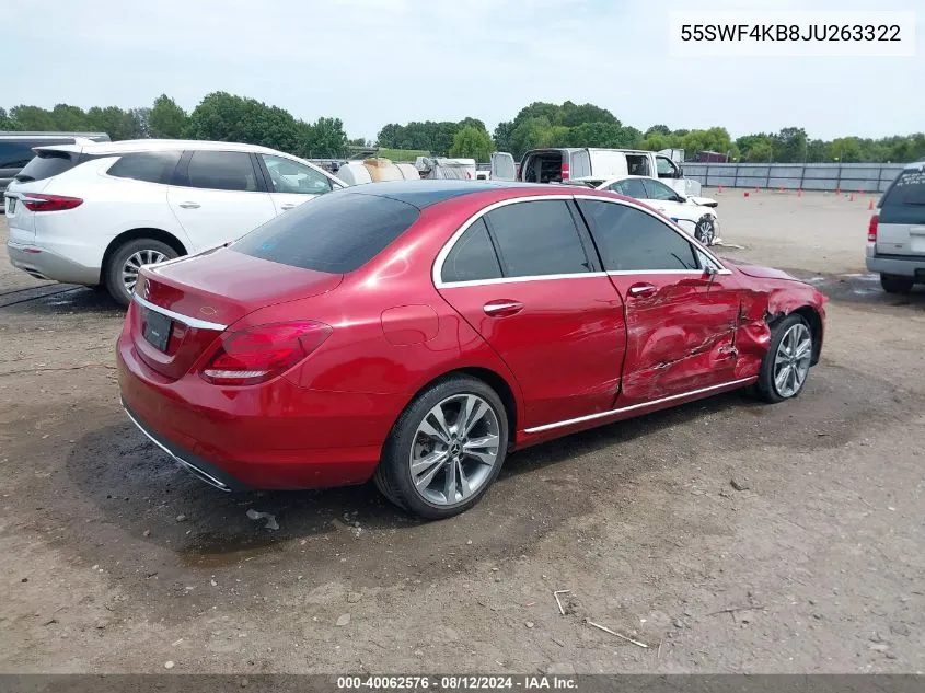 2018 Mercedes-Benz C 300 4Matic VIN: 55SWF4KB8JU263322 Lot: 40062576