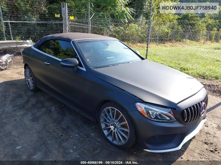 2018 Mercedes-Benz C 300 VIN: WDDWK4JB0JF758940 Lot: 40066199