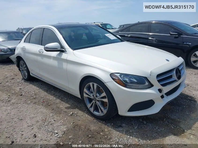 2018 Mercedes-Benz C 300 VIN: WDDWF4JB5JR315170 Lot: 40161671