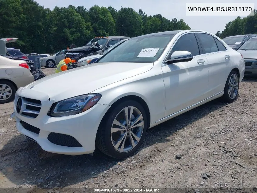 2018 Mercedes-Benz C 300 VIN: WDDWF4JB5JR315170 Lot: 40161671