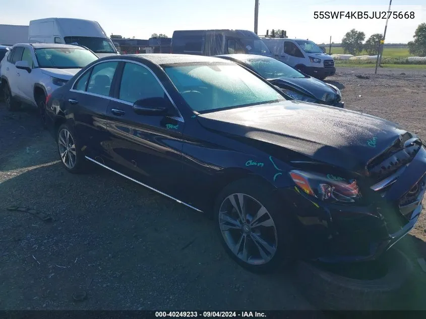 2018 Mercedes-Benz C 300 4Matic VIN: 55SWF4KB5JU275668 Lot: 40249233