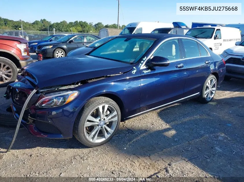 2018 Mercedes-Benz C 300 4Matic VIN: 55SWF4KB5JU275668 Lot: 40249233