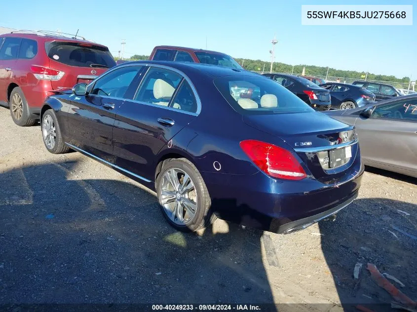 2018 Mercedes-Benz C 300 4Matic VIN: 55SWF4KB5JU275668 Lot: 40249233