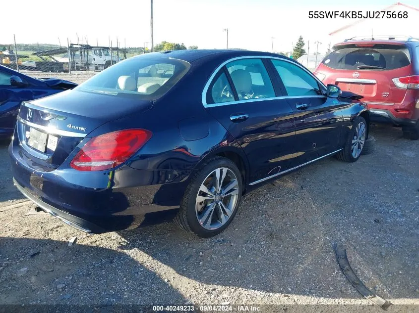 2018 Mercedes-Benz C 300 4Matic VIN: 55SWF4KB5JU275668 Lot: 40249233