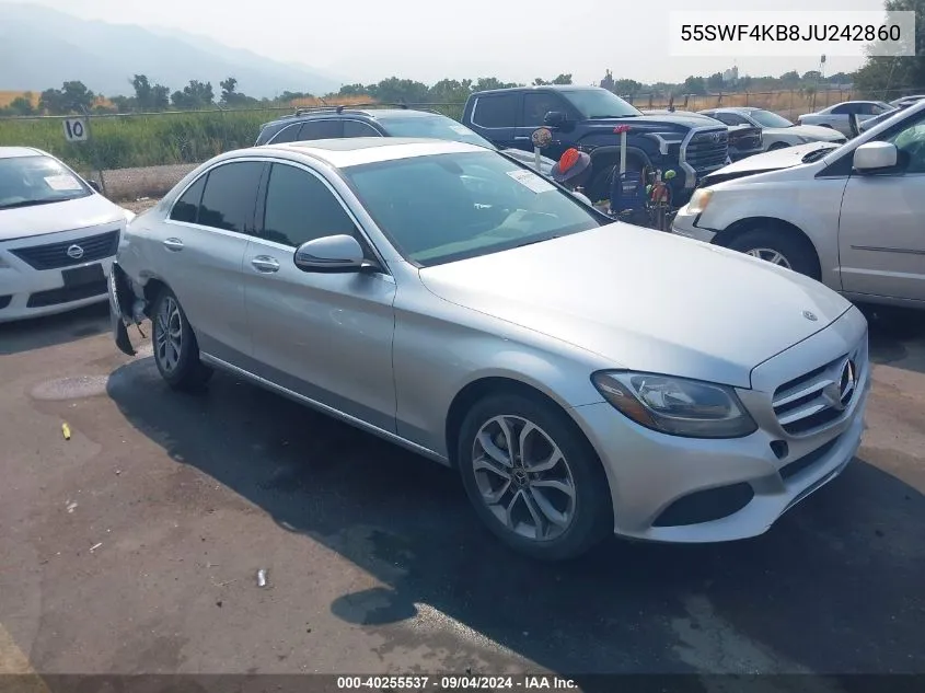 2018 Mercedes-Benz C 300 300 4Matic VIN: 55SWF4KB8JU242860 Lot: 40255537