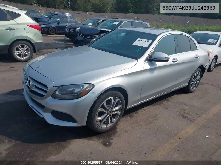 2018 Mercedes-Benz C 300 300 4Matic VIN: 55SWF4KB8JU242860 Lot: 40255537