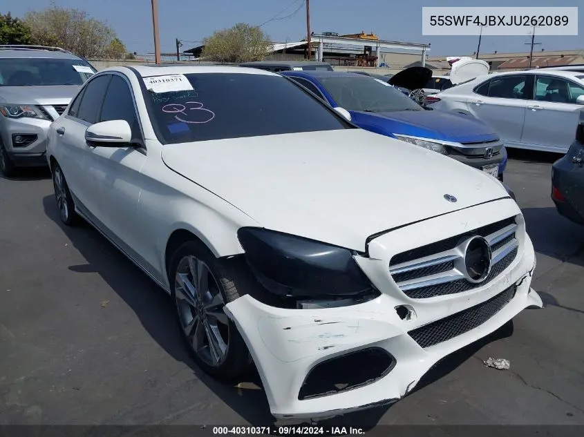 2018 Mercedes-Benz C 300 VIN: 55SWF4JBXJU262089 Lot: 40310371