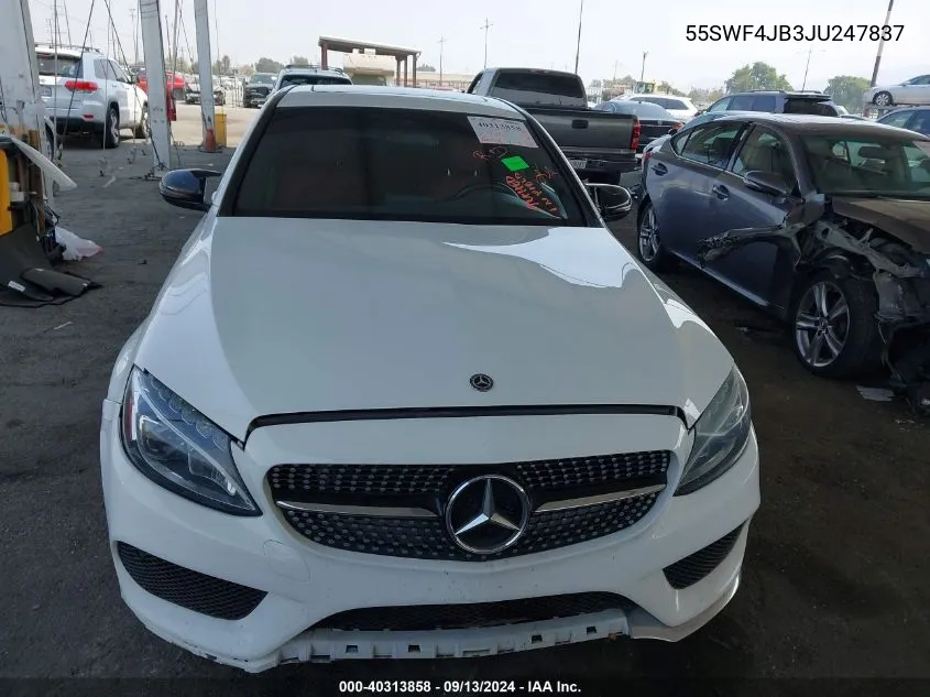 2018 Mercedes-Benz C 300 VIN: 55SWF4JB3JU247837 Lot: 40313858