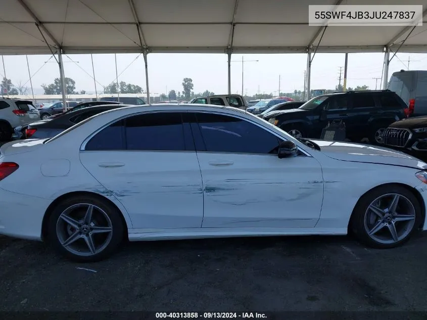 2018 Mercedes-Benz C 300 VIN: 55SWF4JB3JU247837 Lot: 40313858