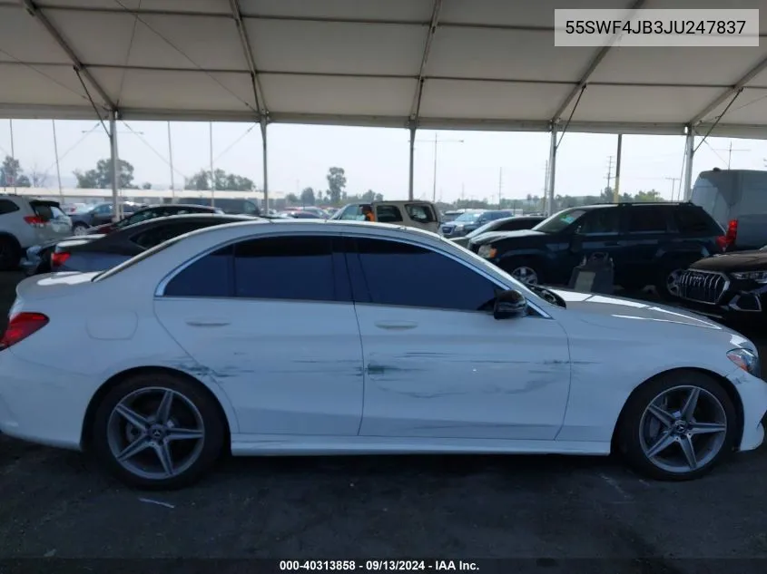 2018 Mercedes-Benz C 300 VIN: 55SWF4JB3JU247837 Lot: 40313858