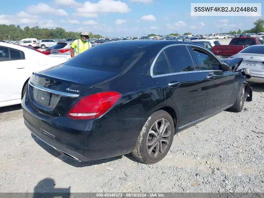 2018 Mercedes-Benz C 300 4Matic VIN: 55SWF4KB2JU244863 Lot: 40348372