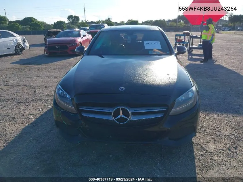 2018 Mercedes-Benz C 300 300 4Matic VIN: 55SWF4KB8JU243264 Lot: 40357719