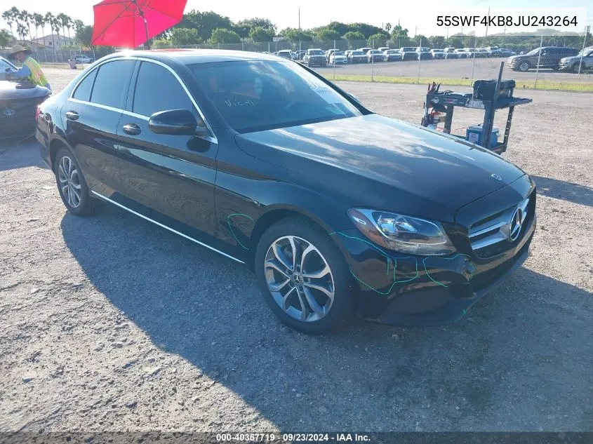 2018 Mercedes-Benz C 300 300 4Matic VIN: 55SWF4KB8JU243264 Lot: 40357719